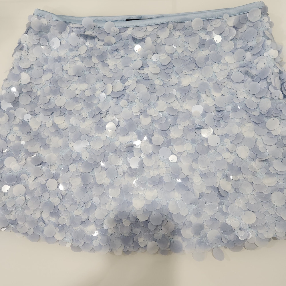 Zara Light Blue Sequin Mini Skirt
